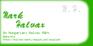 mark halvax business card